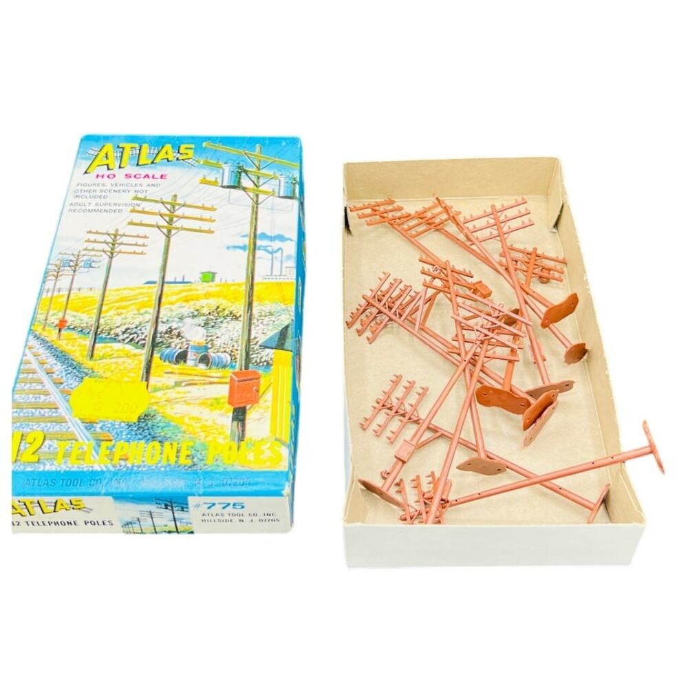 🏗️ Atlas HO Scale Telephone Poles Set of 12 Vintage Model Railroad Scenery 7756 - Picture 2 of 5
